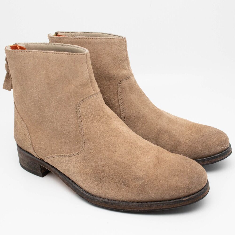 Boden Kingham Tan Suede Round Toe Back Zip Ankle Boots SIZE 38